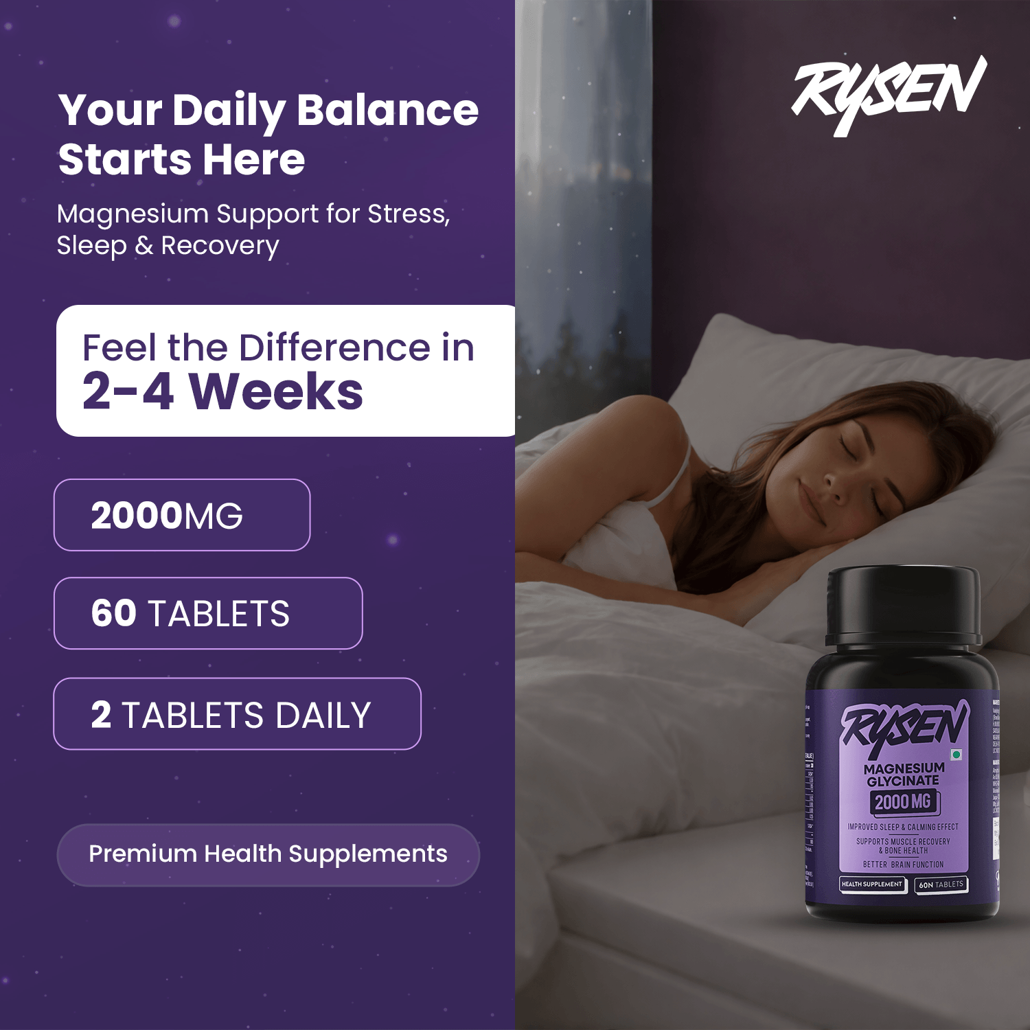 Magnesium glycinate tablets close-up – chelated magnesium for stress relief