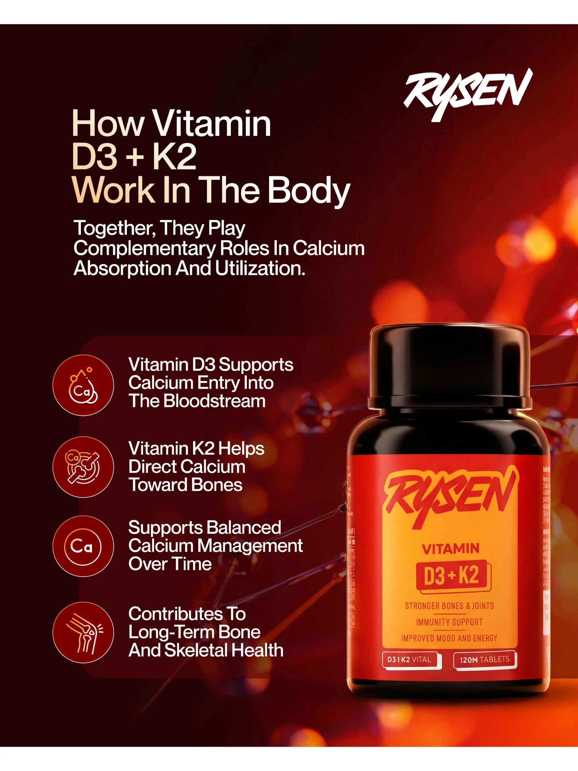 Vitamin D3 K2 supplement twin pack for calcium absorption