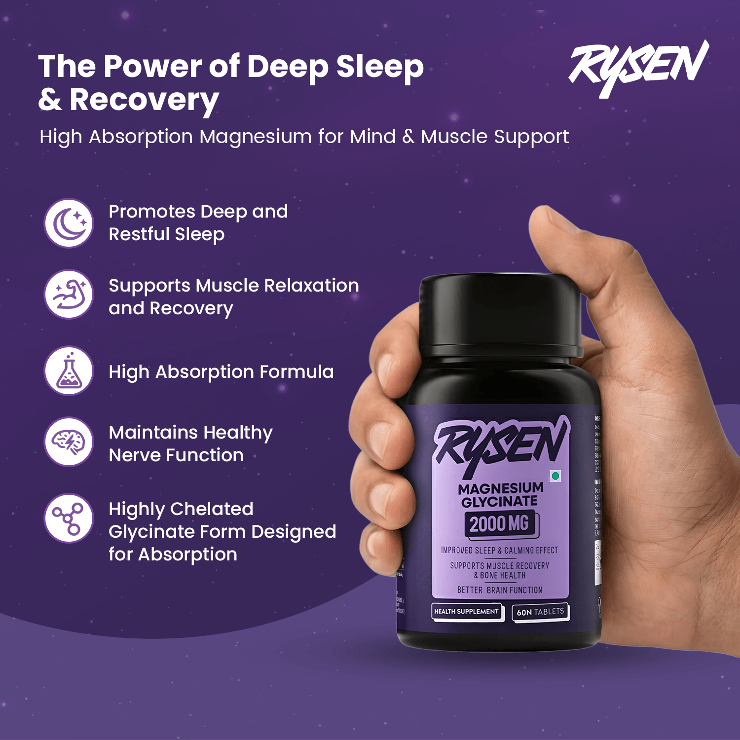 Rysen magnesium glycinate supplement benefit—high absorption formula