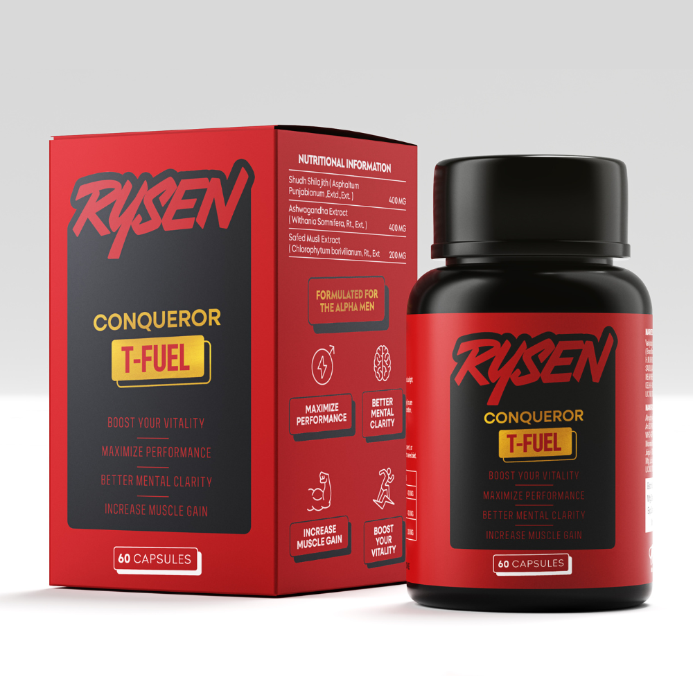Rysen Conqueror T-Fuel natural testosterone booster India — capsules for energy strength and male vitality