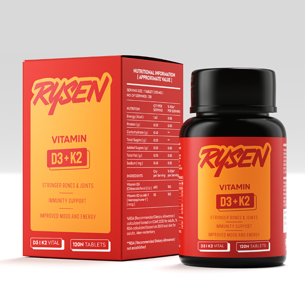 Rysen Vitamin D3 K2 supplement India — combined capsules for bone strength calcium absorption and immunity