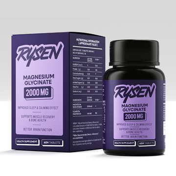 Rysen Magnesium Glycinate 400mg chelated tablets — bottle of 60 for sleep and anxiety relief, India