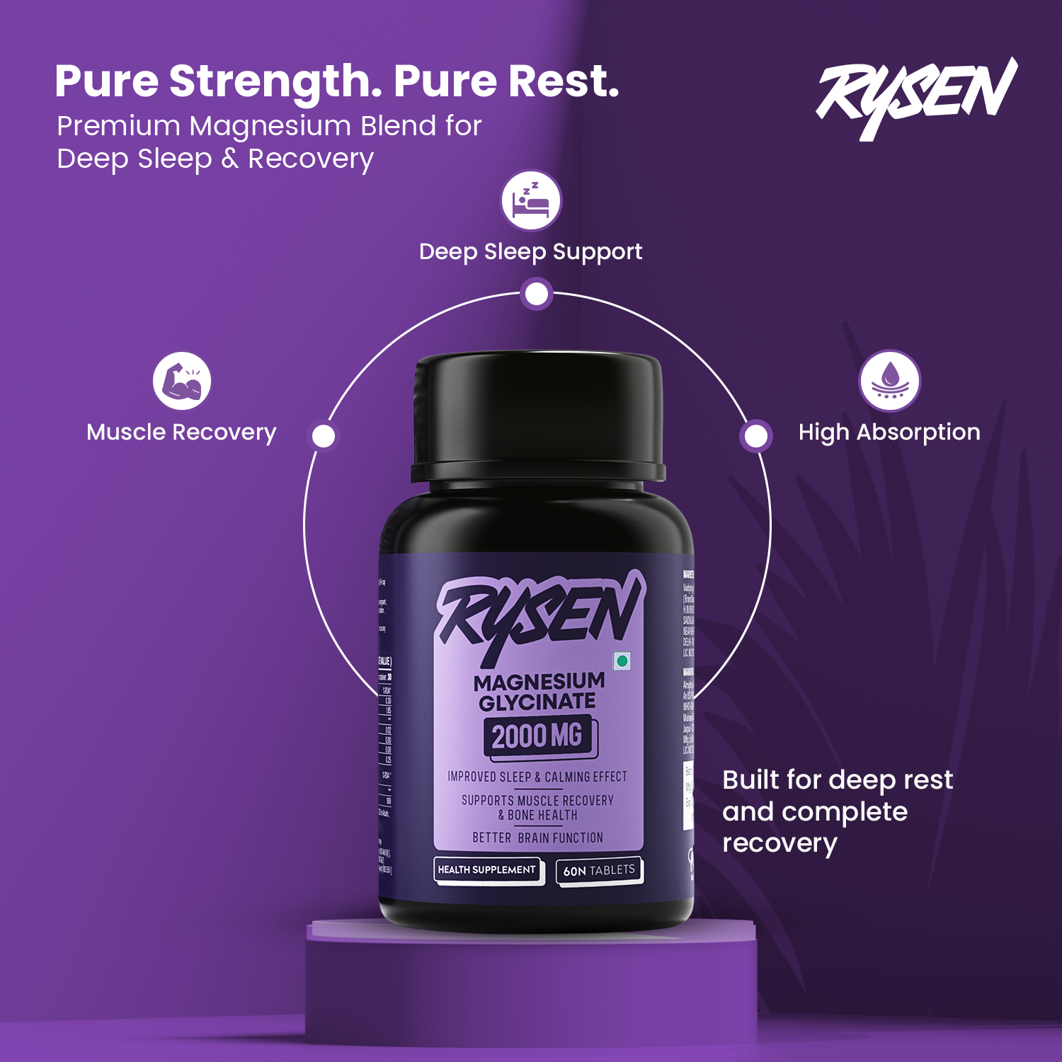 Rysen Magnesium Glycinate supplement India — natural sleep support and stress relief tablets